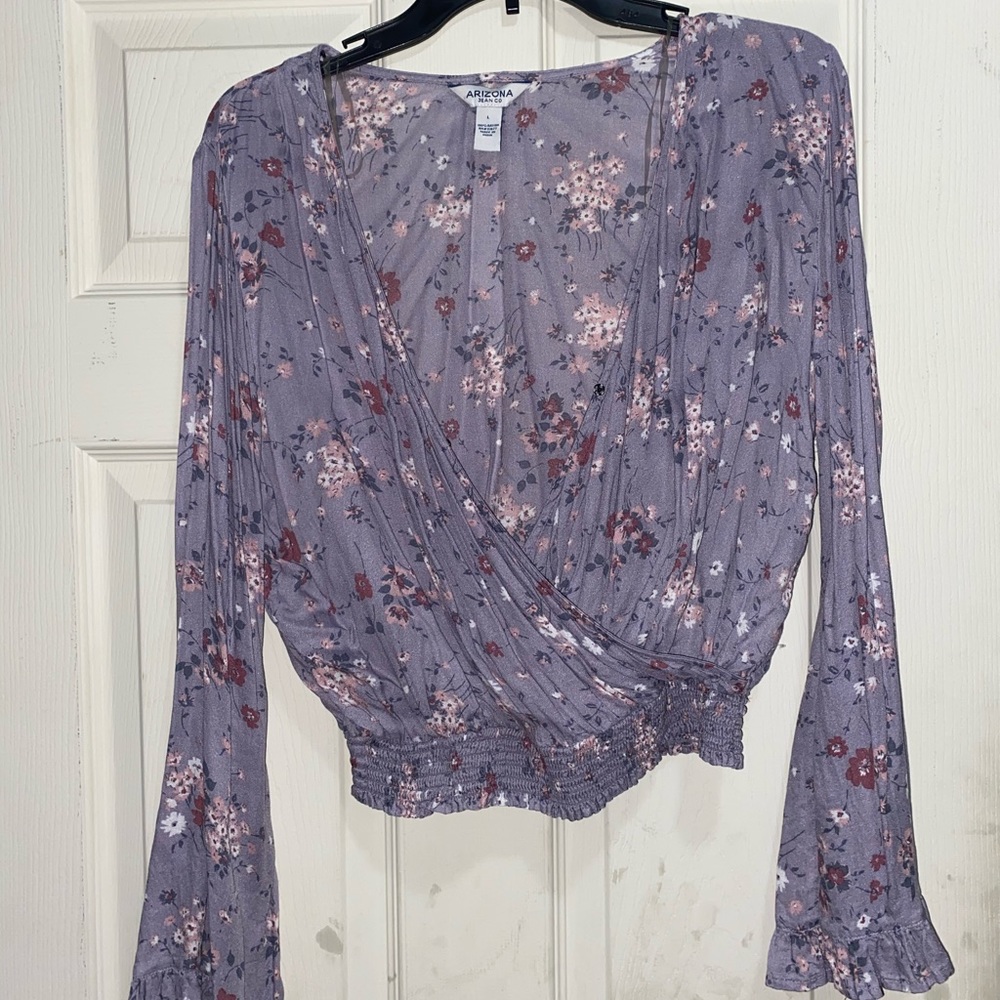 Purple crop top with flowers